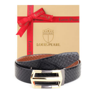 Luxury Woven Pattern Reversible Leather Belt with Designer Gold Buckle