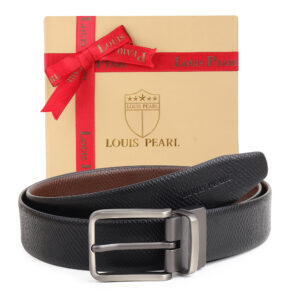 Classic Micro-Texture Reversible Leather Belt with Polished Silver Buckle