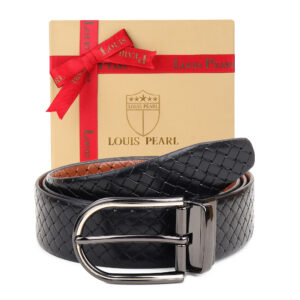 Luxury Braided Texture Leather Belt for Men – Black Formal & Casual Premium Belt with Metal Buckle