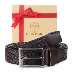 Luxury Handwoven Genuine Leather Belt for Men – Dark Brown Braided Premium Belt