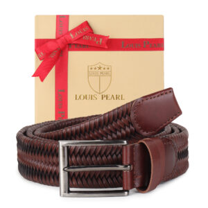 Premium Handwoven Genuine Leather Belt for Men – Light Brown Braided Luxury Belt