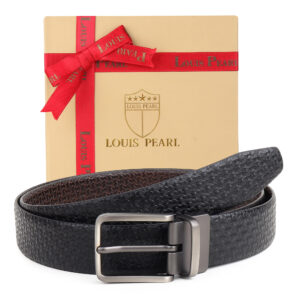 Premium Textured Reversible Leather Belt for Men – Black & Brown Designer Formal Belt with Matte Metal Buckle