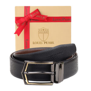 Premium Reversible Leather Belt for Men – Black & Brown Textured Formal Belt with Metallic Buckle