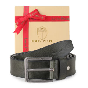 Men’s Premium Genuine Leather Belt – Olive Green Casual & Formal Belt with Designer Metal Buckle