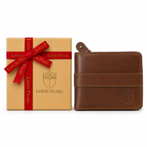 Louis Pearl Men & Women Casual Brown Genuine Leather RFID  Wallet (11 Card Slots)