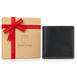 Louis Pearl Men Casual Black Genuine Leather RFID  Wallet (6 Card Slots)